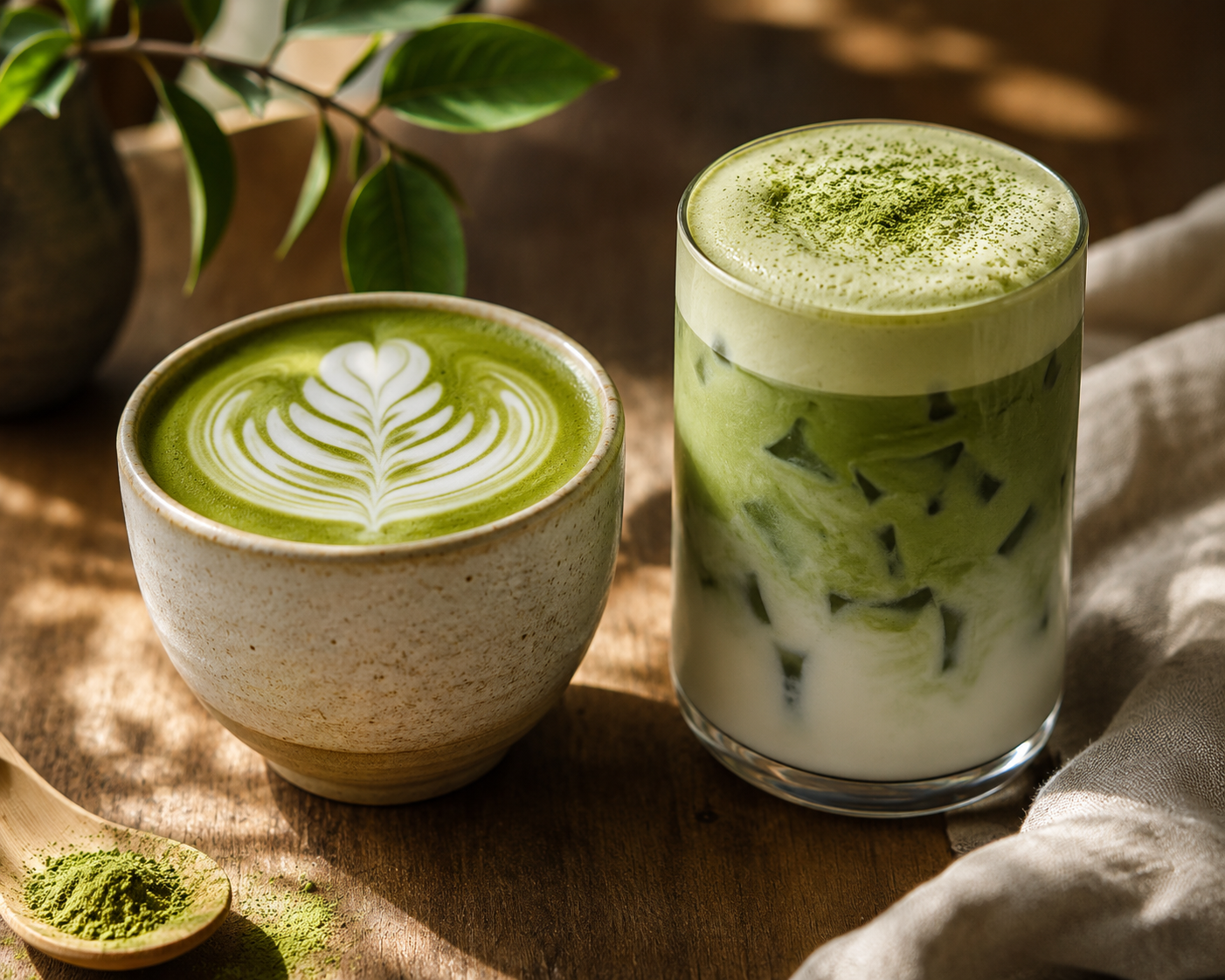 Matcha latte hot and iced